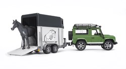 Bruder Land Rover Defender met paardentrailer en paard