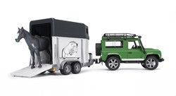 Bruder Land Rover Defender met paardentrailer en paard