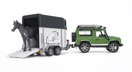 Bruder Land Rover Defender met paardentrailer en paard