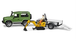 Bruder Land Rover Defender met JCB 8010 CTS-minigraafmachine
