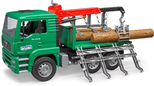 Bruder MAN TGA houttransport met laadkraan en 3 boomstammen-3