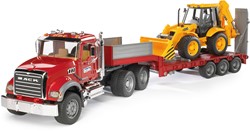 Bruder MACK Granite truck met dieplader en JCB 4CX baggerlader