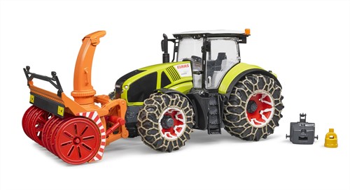 Bruder Claas Axion tractor 950 met sneeuwkettingen en sneeuwfrees-2