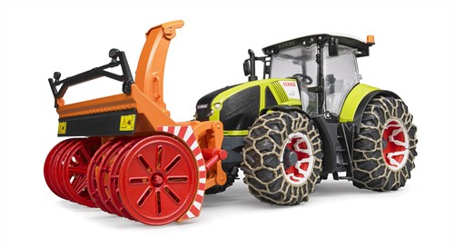 Bruder Claas Axion tractor 950 met sneeuwkettingen en sneeuwfrees-3