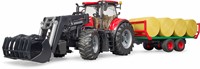 Bruder Case tractor IH Optum 300 CVX met voorlader en balentransport incl. 8 balen-3