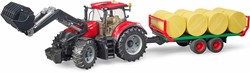 Bruder Case tractor IH Optum 300 CVX met voorlader en balentransport incl. 8 balen