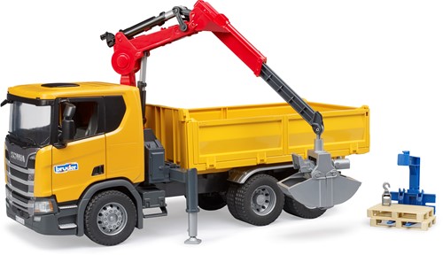 Bruder Scania Super 560R bouwvrachtwagen met kraan en 2 pallets