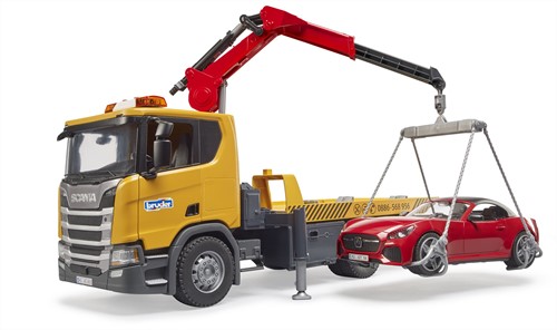 Bruder Scania Super 560R afsleepwagen met licht en geluid + BRUDER Roadster-3