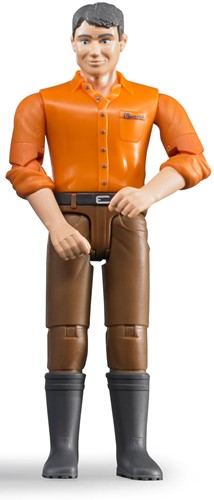 Bruder bworld Man met Bruine Broek en Oranje Overhemd