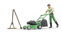 Bruder bworld Tuinman met grasmaaier en tuingereedschap-3