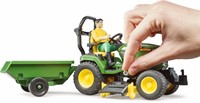 Bruder bworld John Deere Zitmaaier met aanhanger en tuinman-3