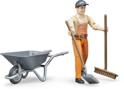 Bruder bworld Gemeentewerker met accessoires-2