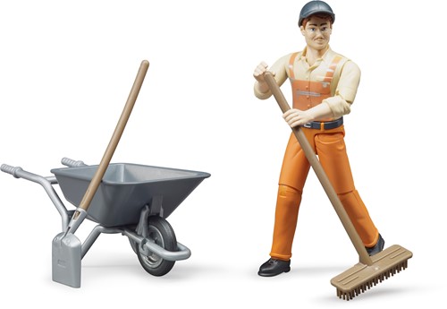 Bruder bworld Gemeentewerker met accessoires-3