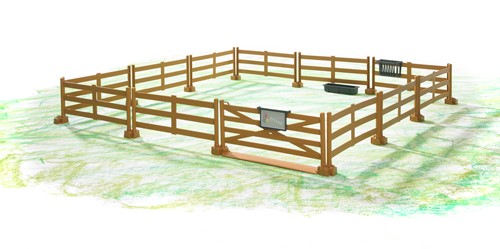 Bruder bworld Accessoire: Omheining bruin 53,5 x 17,5 cm-2