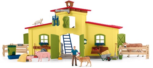 Schleich Farm World Grote stal, geel