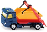Siku vrachtwagen met kiepbak speelgoedvrachtwagen veelkleurig met metallic lak in Sequin Blue beweegbare kraanarmen bak met kiepinstallatie trekhaak