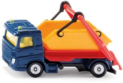 Siku vrachtwagen met kiepbak speelgoedvrachtwagen veelkleurig met metallic lak in Sequin Blue beweegbare kraanarmen bak met kiepinstallatie trekhaak