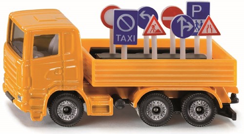 Vrachtwagen met verkeersborden