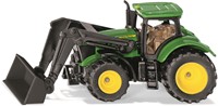 Siku John Deere Tractor met voorlader groen metaal/kunststof rubberen banden beweegbare voorlader