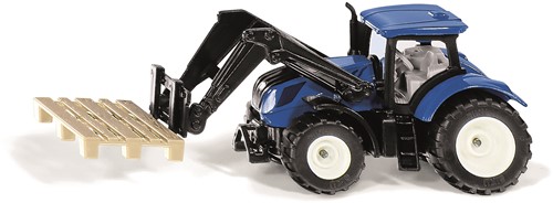 Siku New Holland Tractor met palletvork en pallet metaal/kunststof blauw speelgoedtractor voor kinderen beweegbare voorlader