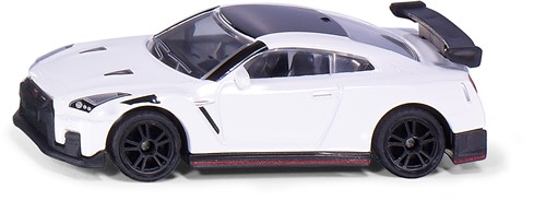 Siku Nissan GT-R Nismo speelgoedauto metaal/kunststof zwart/wit met rubberen banden en achtervleugel