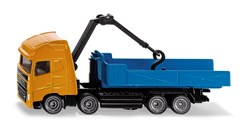 Siku Volvo Kiepcontainer met kraan metaal/kunststof oranje/turquoise kantelbare container draaibare kraan