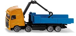 Siku Volvo Kiepcontainer met kraan metaal/kunststof oranje/turquoise kantelbare container draaibare kraan