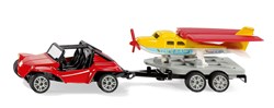 Siku Buggy met sportvliegtuig speelgoedset metaal/plastic rood/geel met aanhanger rubber banden inklapbare vliegtuigvleugels