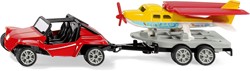 Siku Buggy met sportvliegtuig speelgoedset metaal/plastic rood/geel met aanhanger rubber banden inklapbare vliegtuigvleugels