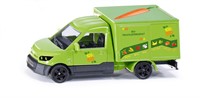 Siku streetscooter BIO bezorgservice speelgoedbestelbus 1:50 metaal/kunststof groen achterklep kan open inclusief stickervellen en kartonnen vellen van levensmiddelen