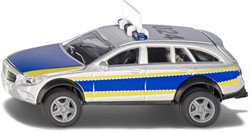 Siku politiewagen Mercedes-Benz E-klasse All Terrain 4x4² politiespeelgoed 1:50 metaal/plastic blauw/wit incl. waarschuwingsbord met stickers opklapbare motorkap en achterklep