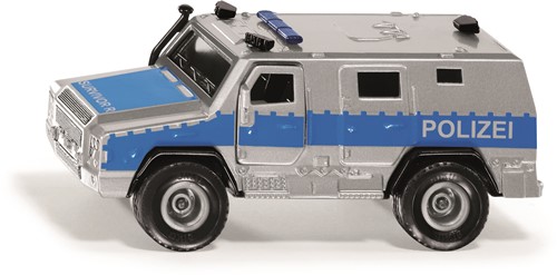 Siku Rheinmetall MAN Survivor R Politie-hulpverleningsvoertuig 1:50 metaal/kunststof zilver/blauw deuren kunnen open