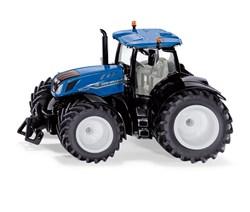 Siku New Holland T7.315 HD speelgoedtractor 1:32 metaal/kunststof blauw incl. frontgewicht motorkap kan worden geopend met trekhaak