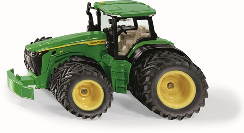 Siku John Deere 8R 410 met dubbele banden speelgoedtractor 1:32 metaal/kunststof groen afneembaar frontgewicht Ackermann besturing afneembare cabine voor- en achterhefinrichting