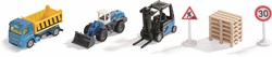 Siku cadeauset bouwplaats incl. vrachtwagen heftruck wiellader 6 pallets 2 verkeersborden metaal/kunststof geel/blauw bewegende delen