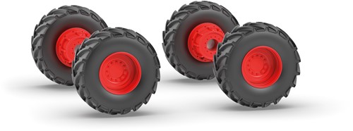Siku extra wielen voor Claas Xerion 1:32 voor CONTROL Claas Xerion 6791 en 6794 speelgoedtractoren ideaal als dubbele banden rubber/kunststof zwart/rood