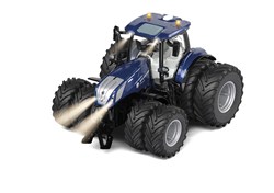 Siku New Holland T7.315 tractor 1:32 blauw metaal/kunststof op afstand bestuurbaar bediening met app via Bluetooth met afneembare dubbele banden zonder afstandsbedieningsmodule
