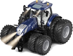 Siku New Holland T7.315 tractor 1:32 blauw metaal/kunststof op afstand bestuurbaar bediening met app via Bluetooth met afneembare dubbele banden zonder afstandsbedieningsmodule