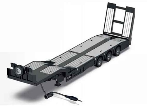 Siku 3-assige dieplader Nooteboom Eurotrailer 1:32 zwart/zilver metaal/kunststof elektronische laadklep 4 LED's aan de achterzijde