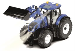 Siku New Holland T7.315 Tractor met voorlader blauw metaal/kunststof 1:32 op afstand bestuurbaar zonder controller besturing via app mogelijk