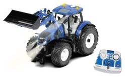 Siku New Holland T7.315 Tractor met voorlader blauw metaal/kunststof 1:32 op afstand bestuurbaar incl. bluetooth-controller besturing via app mogelijk