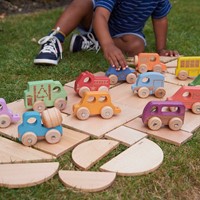 Tickit Set Met Regenboog Houten Voertuigen-3