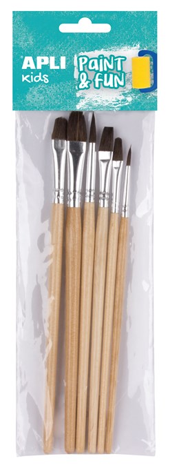 APLI - Houten Penselen Assortie 6 stuks