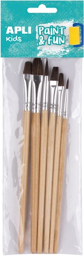 APLI - Houten Penselen Assortie 6 stuks