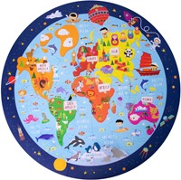 APLI - Wereldkaart Vloerpuzzel Rond 48-delig-3