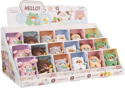 NICI - Assortiment knuffel mymochi 8cm in geschenkverpakking 3-delig 18st in display 56x25x28,5cm