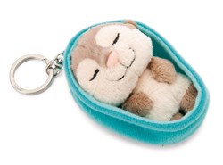 NICI - Sleutelhanger Sleeping Pets otter 8cm mand blauw GROEN