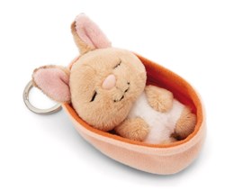 NICI - Sleutelhanger Sleeping Pets konijn 8cm mand perzik GROEN