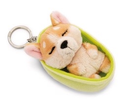 NICI - Sleutelhanger Sleeping Pets dog welsh corgi 8cm mand lichtgroen GROEN