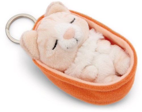 NICI - Sleutelhanger Sleeping Pets kat beige 8cm mand abrikoos GROEN